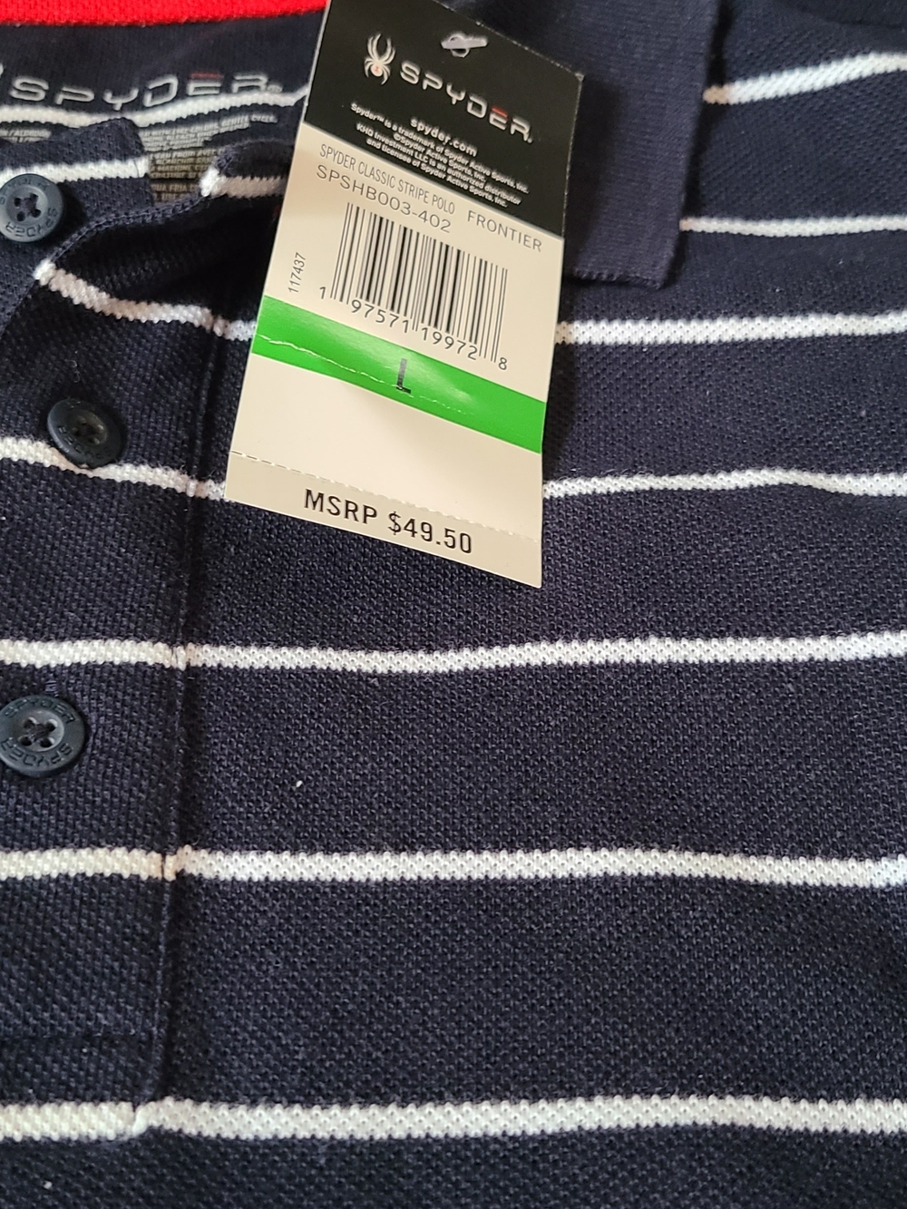 Spyder Mens Navy and White Striped Polo Large